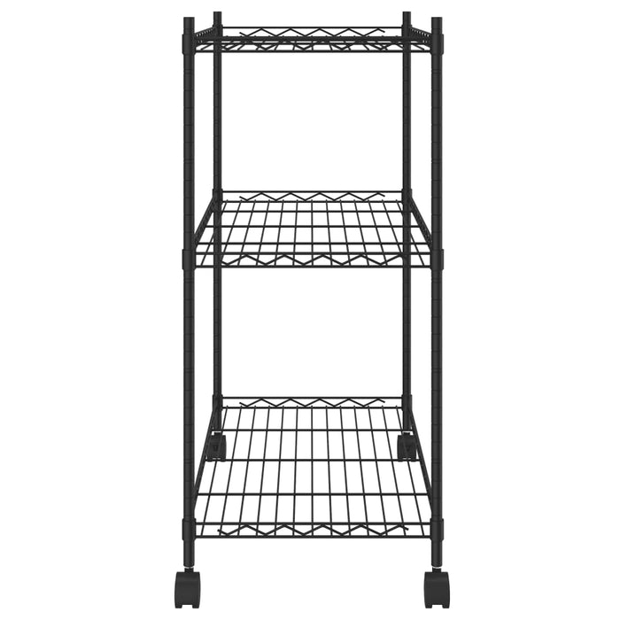 Scaffale a 3 Livelli con Ruote 60x35x81 cm Nero 150 kg