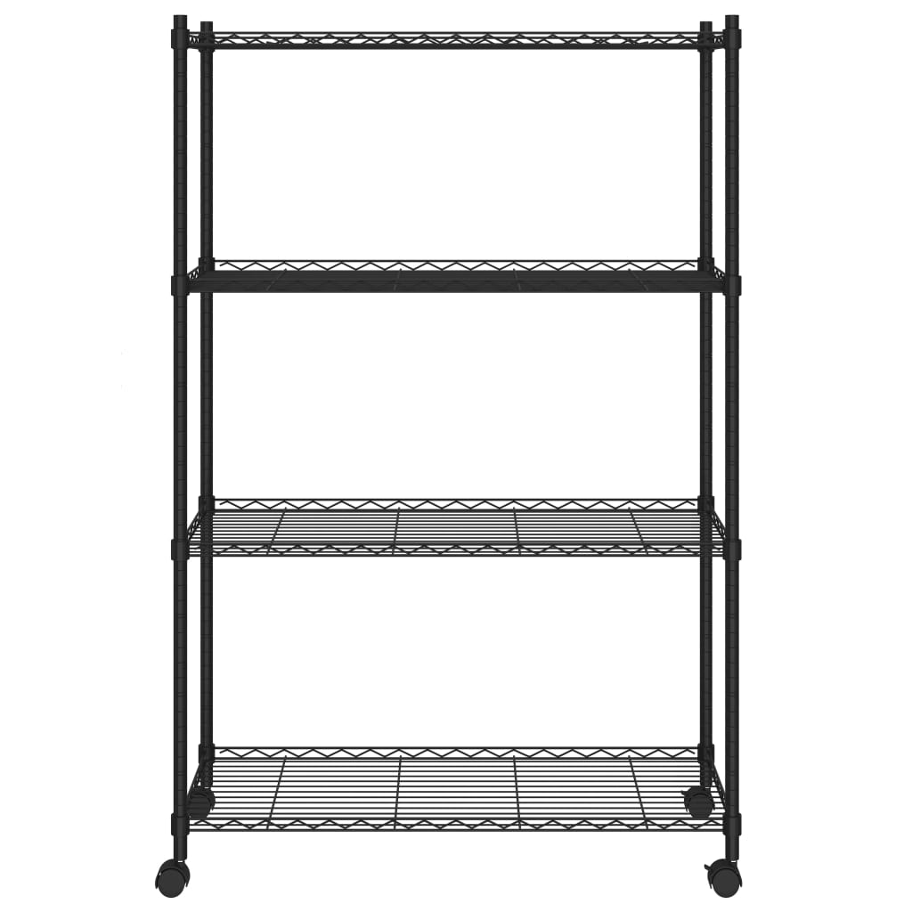 Scaffale a 4 Livelli con Ruote 90x35x142 cm Nero 200 kg 324628