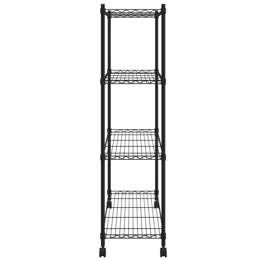 Scaffale a 4 Livelli con Ruote 90x35x142 cm Nero 200 kg 324628