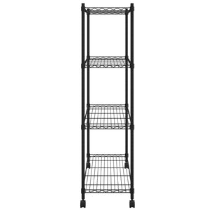 Scaffale a 4 Livelli con Ruote 90x35x142 cm Nero 200 kg 324628