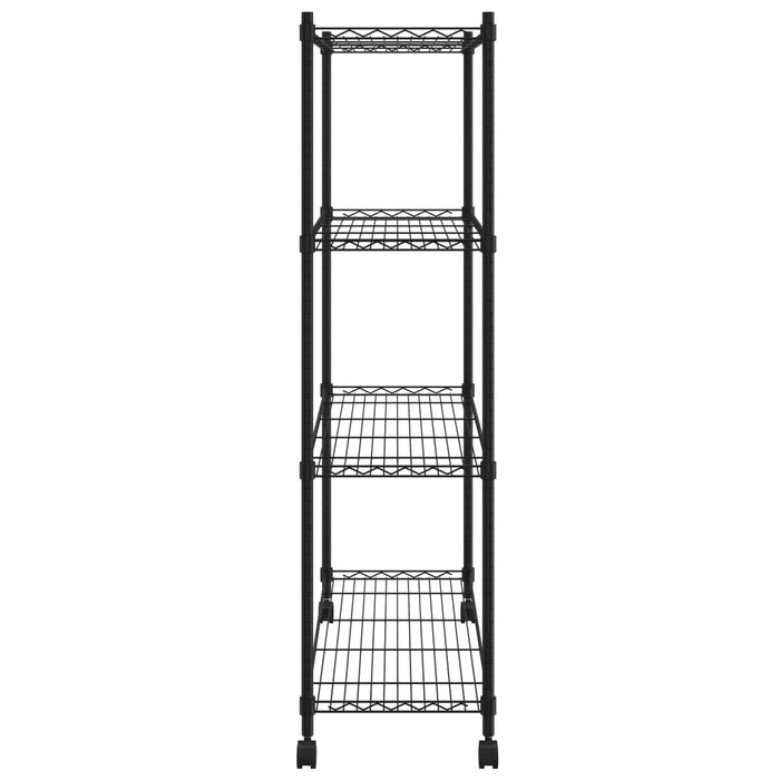 Scaffale a 4 Livelli con Ruote 90x35x142 cm Nero 200 kg 324628