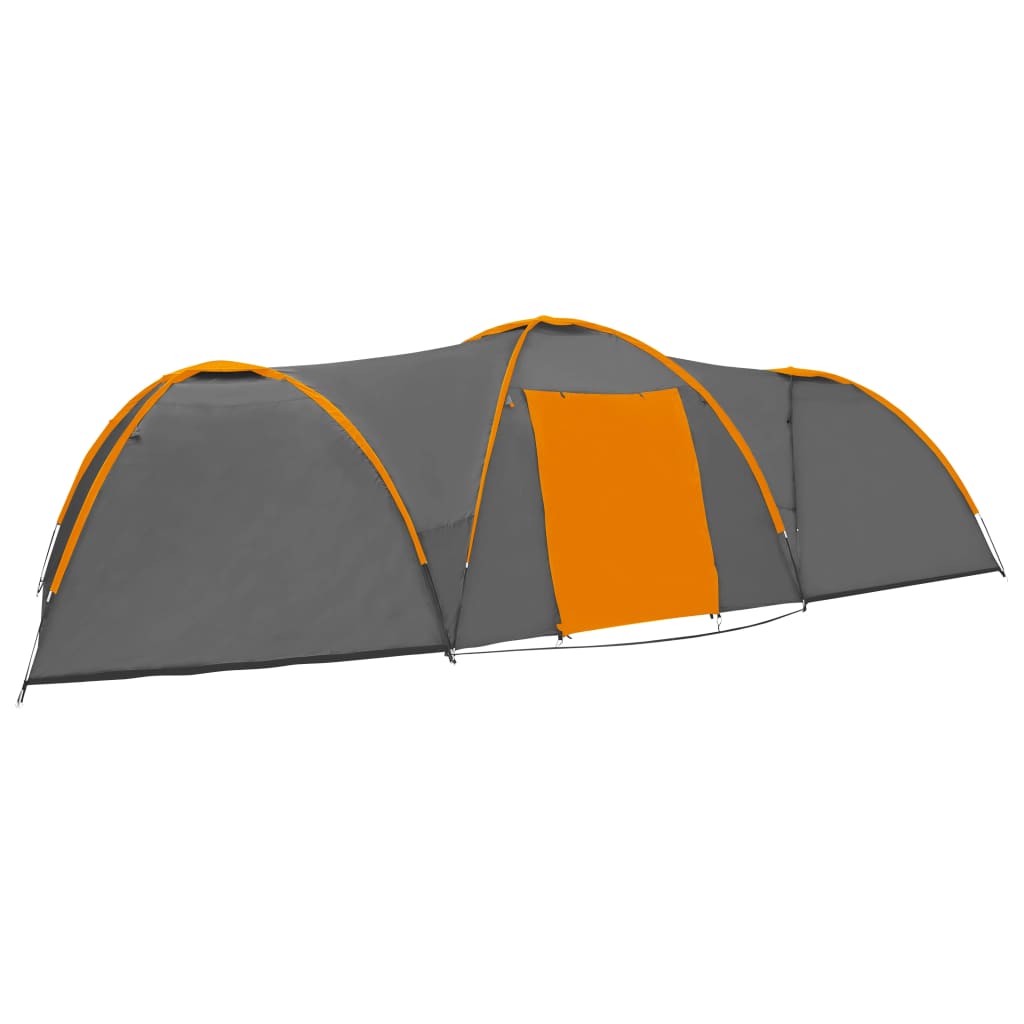 Tenda Igloo da Campeggio 650x240x190 cm 8 Posti Grigio Arancio cod mxl 73590