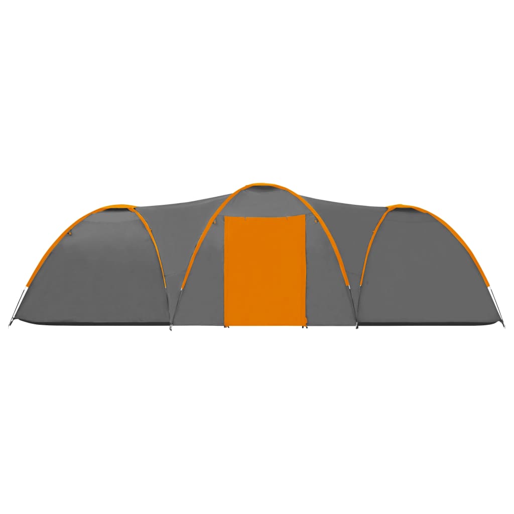 Tenda Igloo da Campeggio 650x240x190 cm 8 Posti Grigio Arancio cod mxl 73590