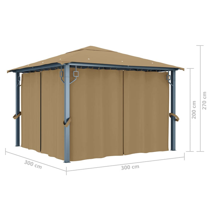 Gazebo con Tenda 300x300 cm Grigio Talpa in Alluminio cod mxl 66184