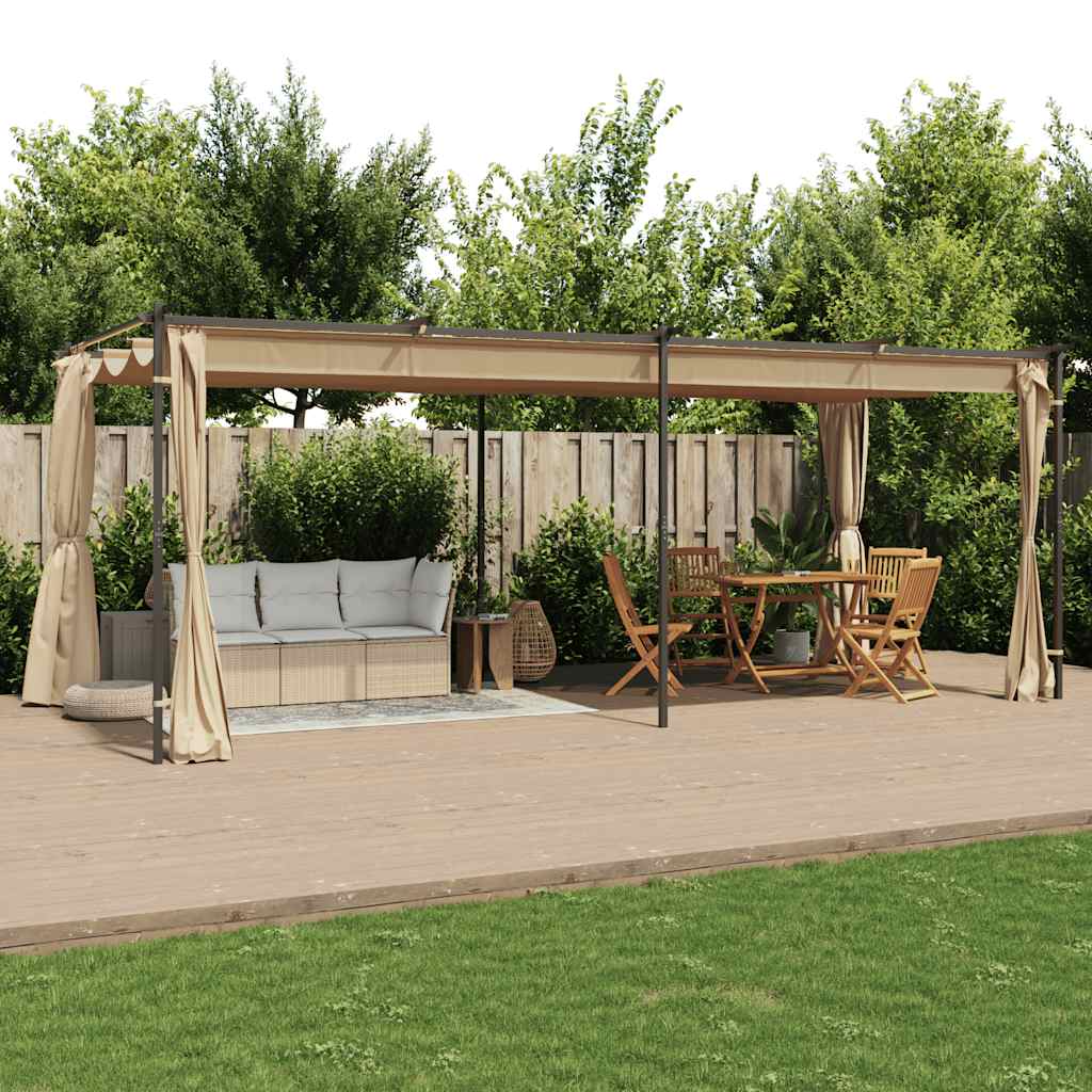 Gazebo con Tende 6x3 cm Grigio Talpa in Acciaio 313900