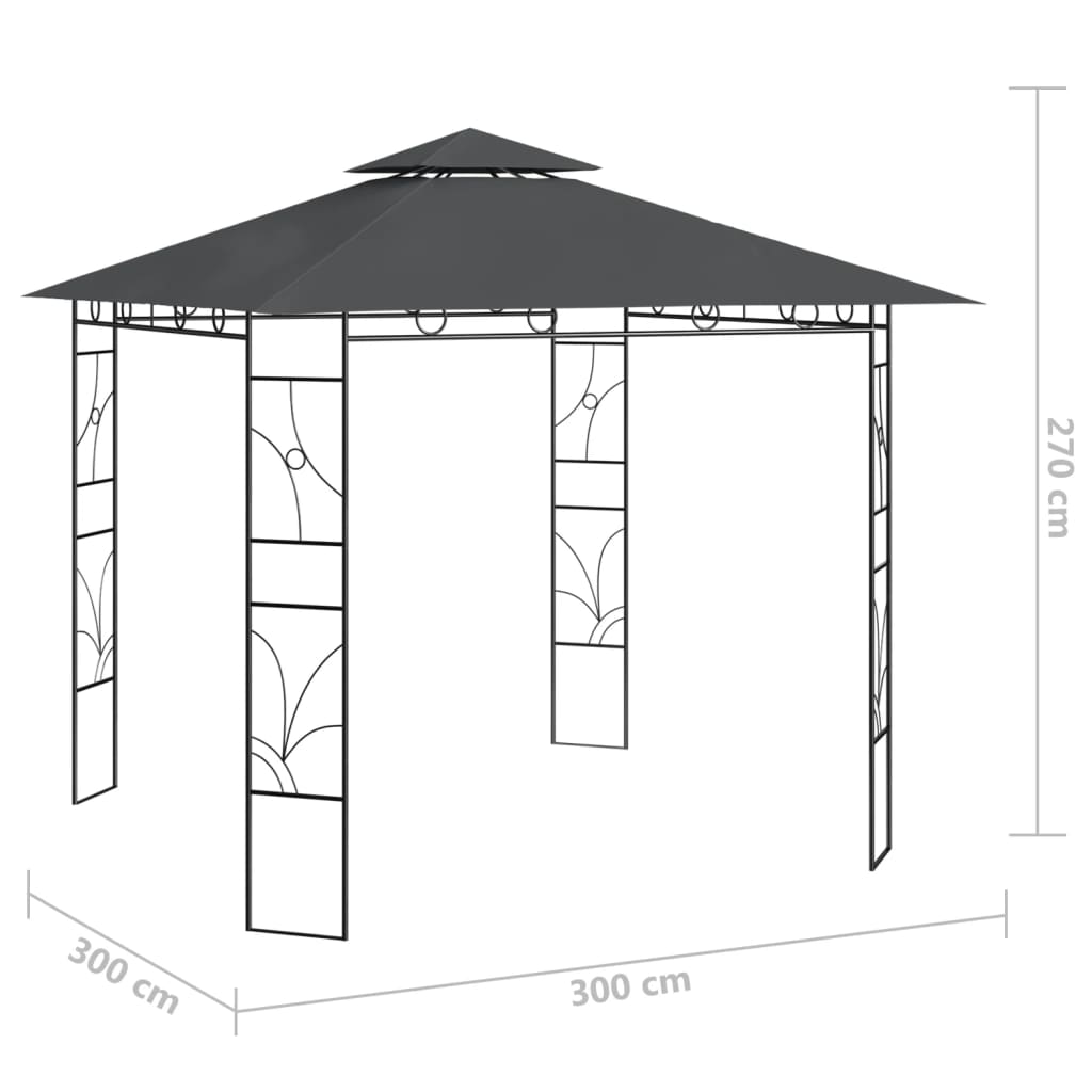 Gazebo 3x3x2,7 m Antracite 160 g/m² cod mxl 66145