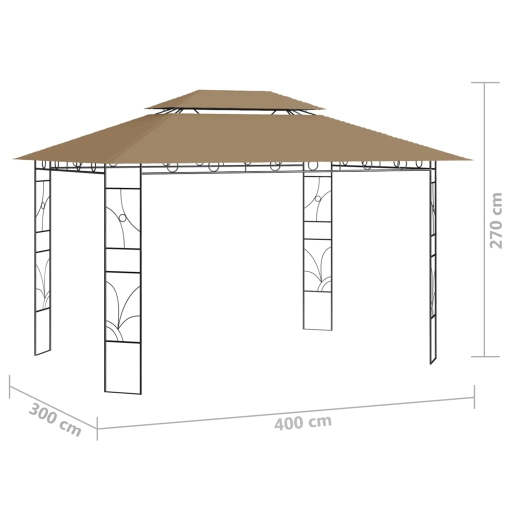 Gazebo 4x3x2,7 m Grigio Talpa 160 g/m² 313916