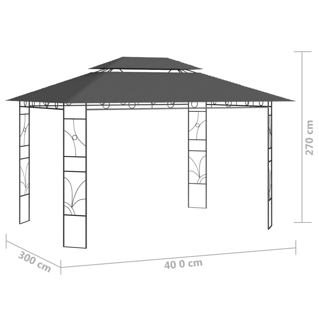 Gazebo 4x3x2,7 m Antracite 160 g/m²