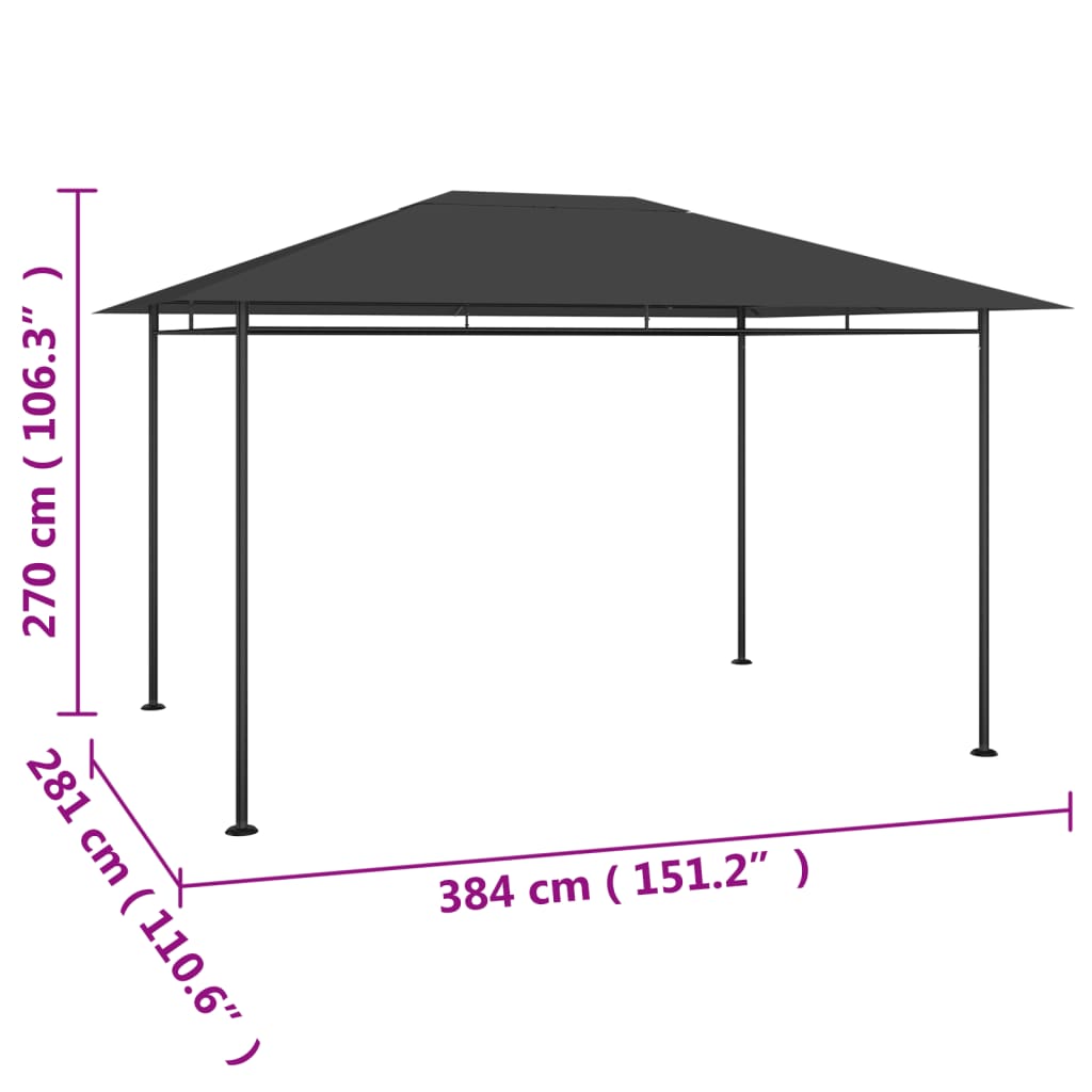 Gazebo 4x3x2,7 m Antracite 180 g/m² cod mxl 66113