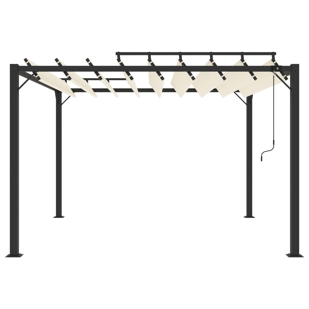 Gazebo con Tetto a Lamelle 3x3 m in Tessuto Crema e Alluminiocod mxl 104140