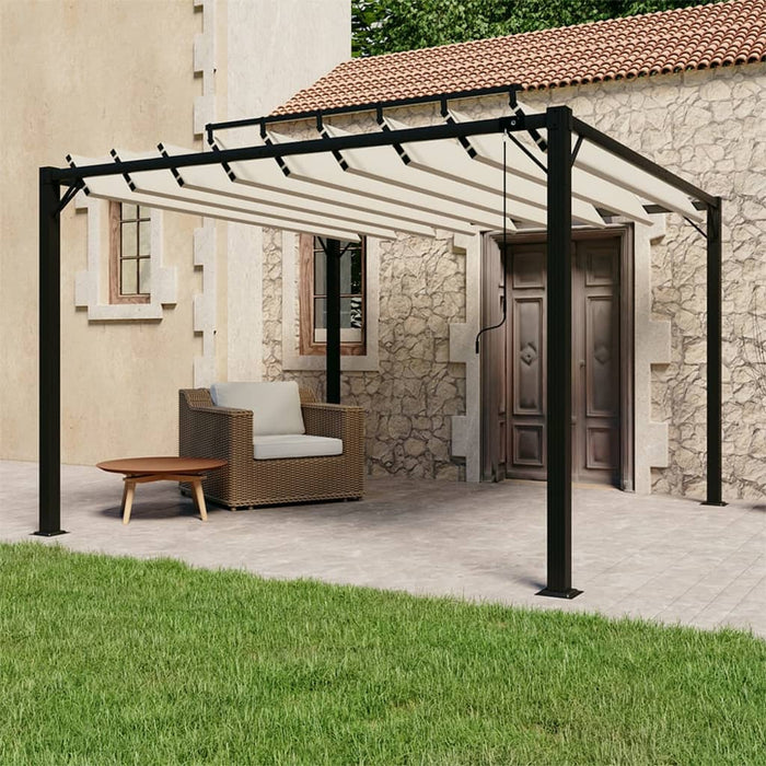 Gazebo con Tetto a Lamelle 3x3 m in Tessuto Crema e Alluminiocod mxl 104140