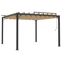 Gazebo con Tetto a Lamelle 3x3 m in Tessuto Tortora e Alluminio 313925