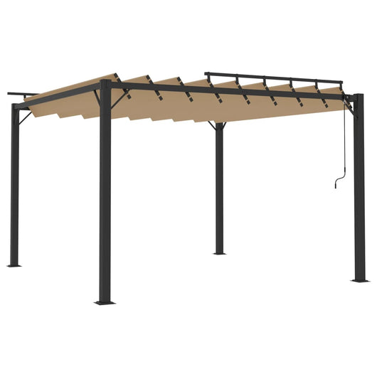 Gazebo con Tetto a Lamelle 3x3 m in Tessuto Tortora e Alluminiocod mxl 79893