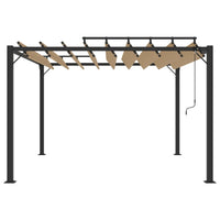 Gazebo con Tetto a Lamelle 3x3 m in Tessuto Tortora e Alluminio 313925