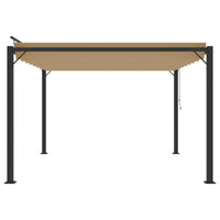 Gazebo con Tetto a Lamelle 3x3 m in Tessuto Tortora e Alluminio 313925