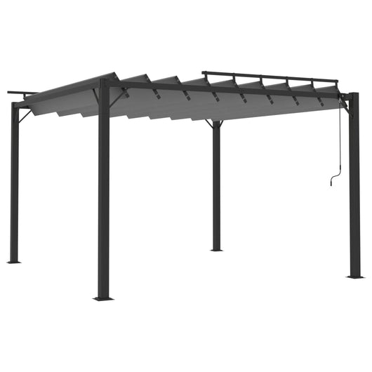 Gazebo con Tetto a Lamelle 3x3 m in Tessuto Antracite/Alluminio 313926