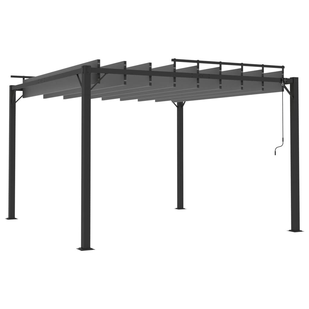 Gazebo con Tetto a Lamelle 3x3 m in Tessuto Antracite/Alluminio 313926