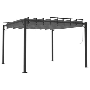 Gazebo con Tetto a Lamelle 3x3 m in Tessuto Antracite/Alluminio 313926