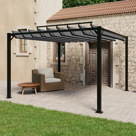 Gazebo con Tetto a Lamelle 3x3 m in Tessuto Antracite/Alluminiocod mxl 97255