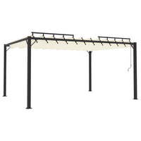 Gazebo con Tetto a Lamelle 3x4 m in Tessuto Crema e Alluminiocod mxl 79234