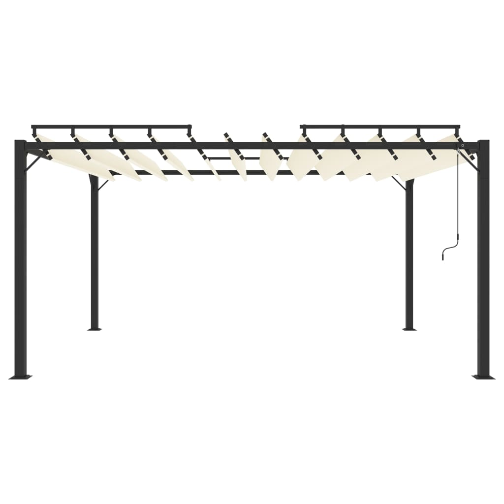 Gazebo con Tetto a Lamelle 3x4 m in Tessuto Crema e Alluminiocod mxl 79234