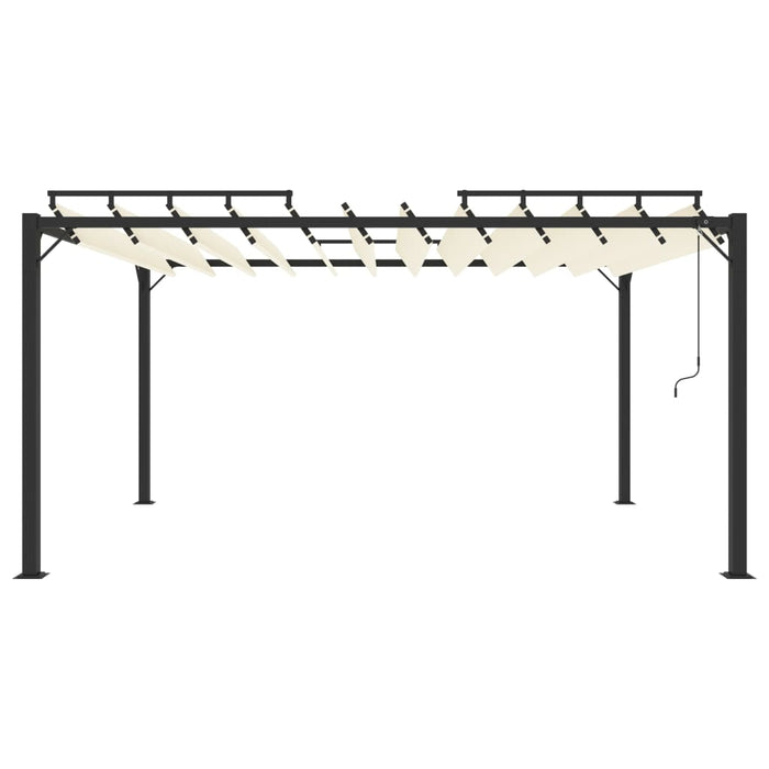 Gazebo con Tetto a Lamelle 3x4 m in Tessuto Crema e Alluminiocod mxl 79234