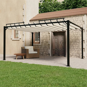 Gazebo con Tetto a Lamelle 3x4 m in Tessuto Crema e Alluminiocod mxl 79234