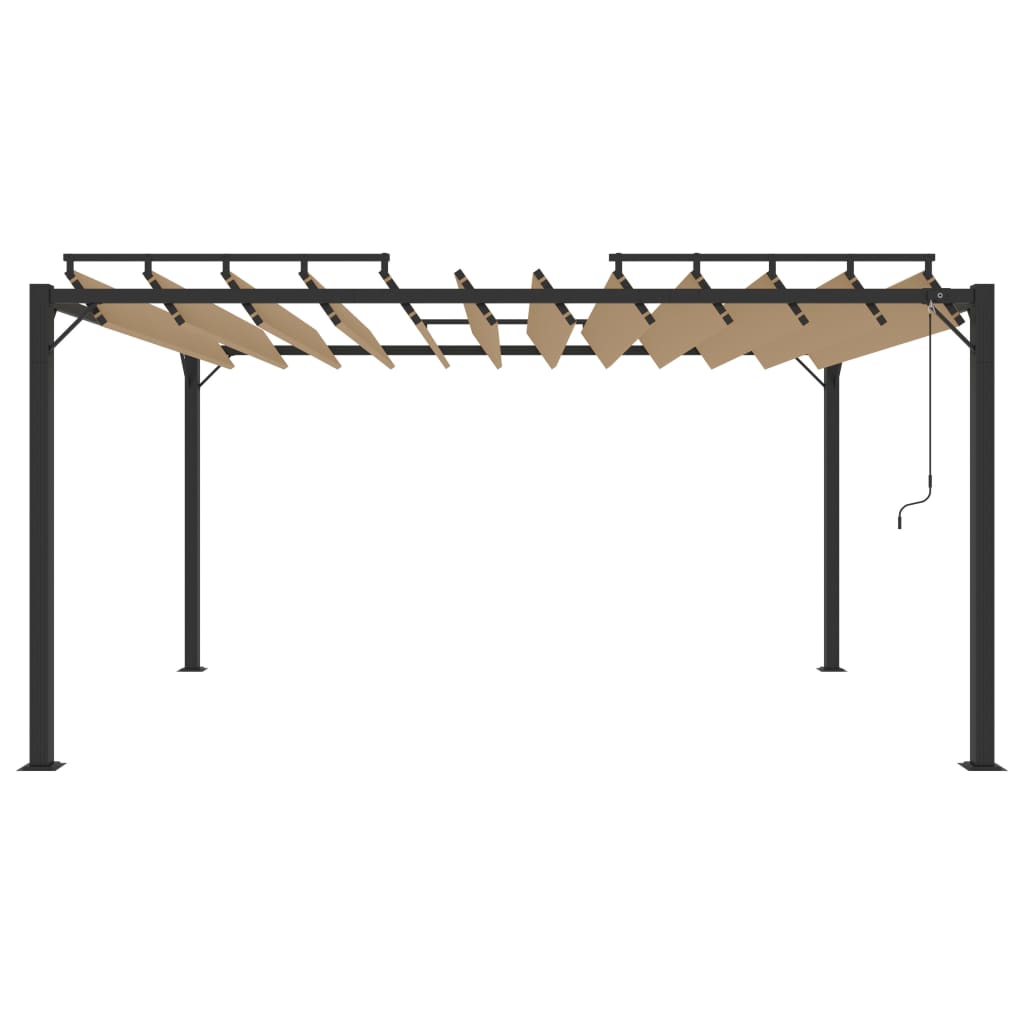 Gazebo con Tetto a Lamelle 3x4 m in Tessuto Tortora e Alluminiocod mxl 121281