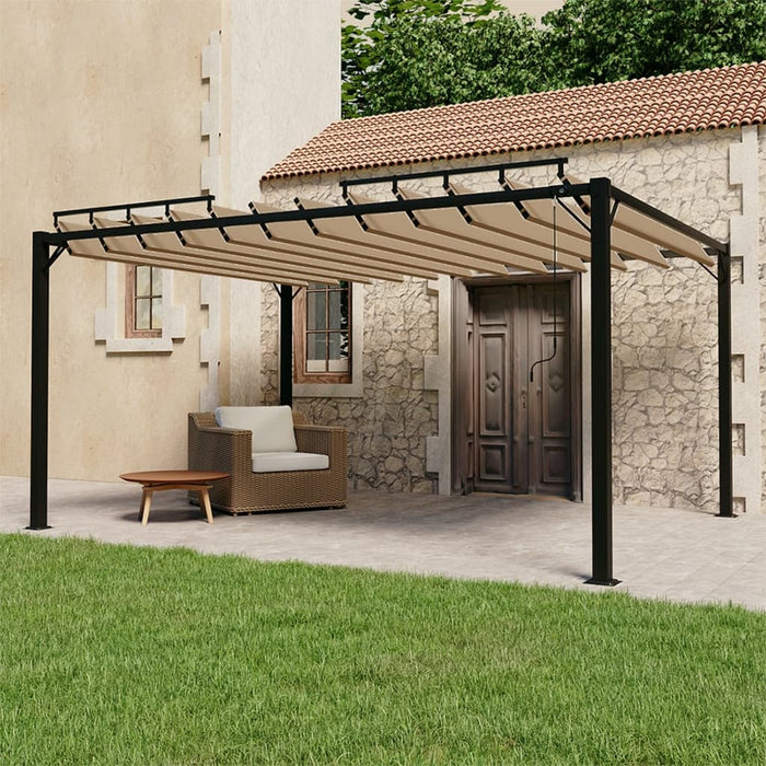 Gazebo con Tetto a Lamelle 3x4 m in Tessuto Tortora e Alluminiocod mxl 121281