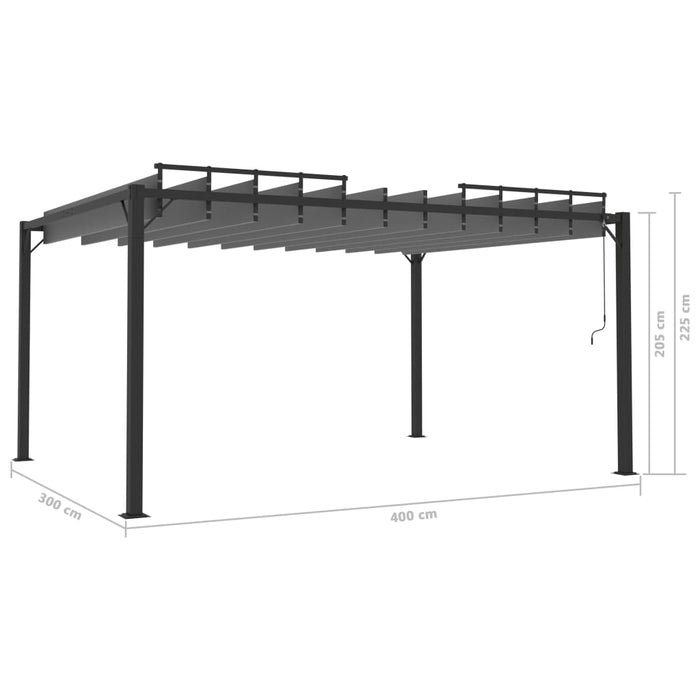 Pergolato a Lamelle 3x4 m Antracite Tessuto e Alluminio cod 8850