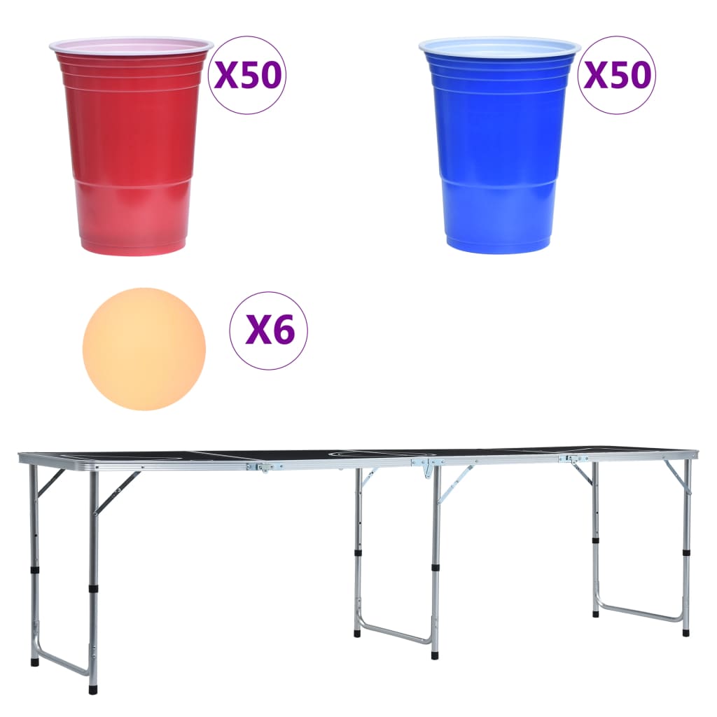 Tavolo da Beer Pong Pieghevole con Tazze e Palline 240 cm 3056793