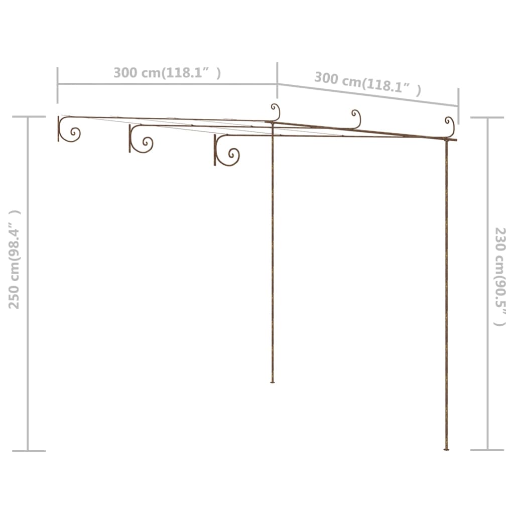 Pergolato da Giardino Marrone Anticato 3x3x2,5 m in Ferro 313997