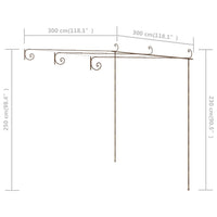 Pergolato da Giardino Marrone Anticato 3x3x2,5 m in Ferro 313997