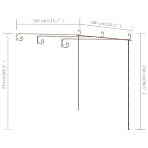 Pergolato da Giardino Marrone Anticato 3x3x2,5 m in Ferro 313997