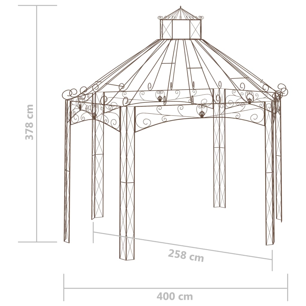 Padiglione da Giardino Marrone Anticato 400x258x378 cm in Ferro 314000