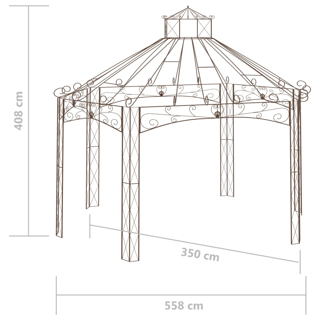 Padiglione da Giardino Marrone Anticato 558x350x408 cm in Ferro 314001