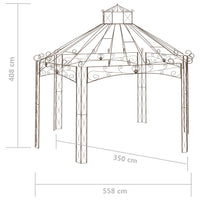 Padiglione da Giardino Marrone Anticato 558x350x408 cm in Ferro 314001