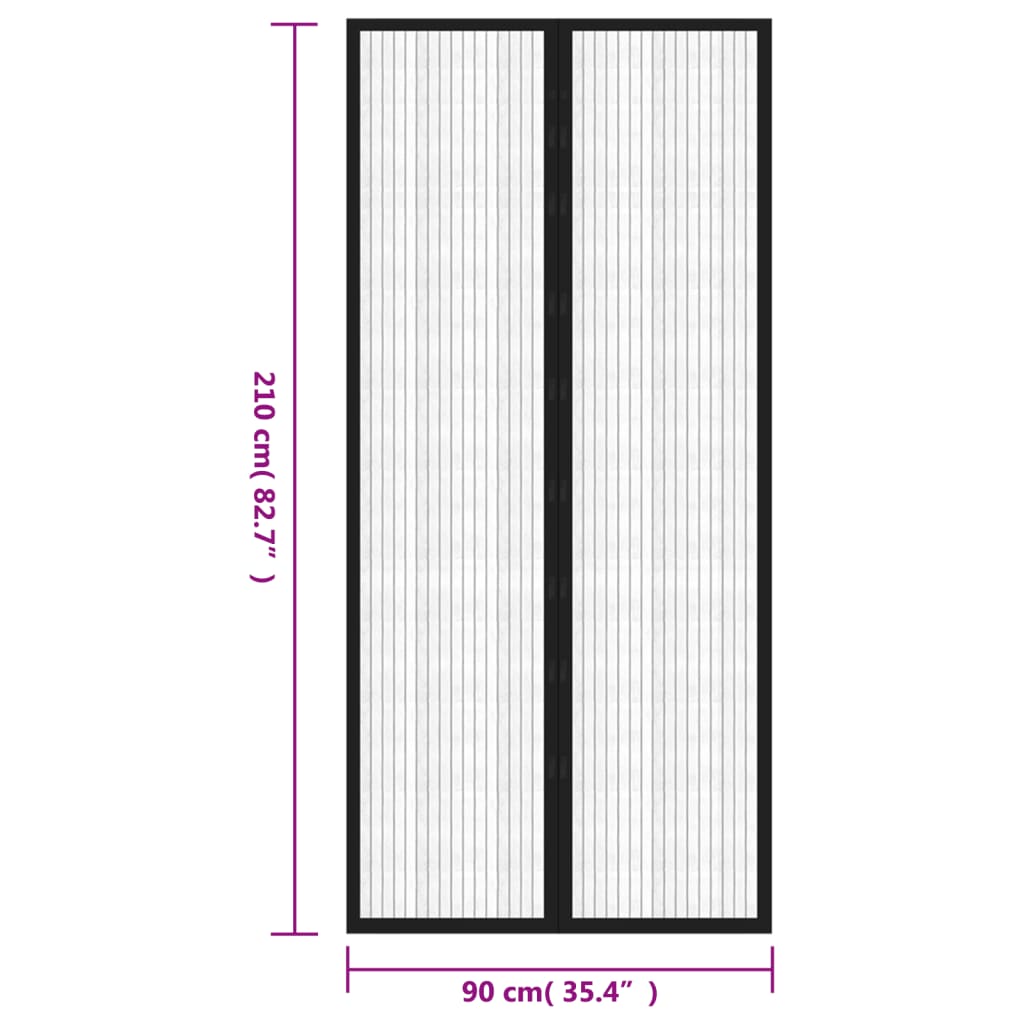 Tende Antimosche 2 pz per Porte con Magneti Nere 210x90 cm 314686