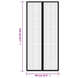 Tende Antimosche 2 pz per Porte con Magneti Nere 210x90 cm 314686