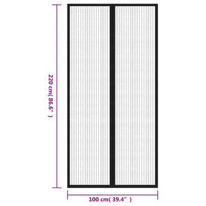 Tende Antimosche 2 pz per Porte con Magneti Nere 220x100 cm 314687