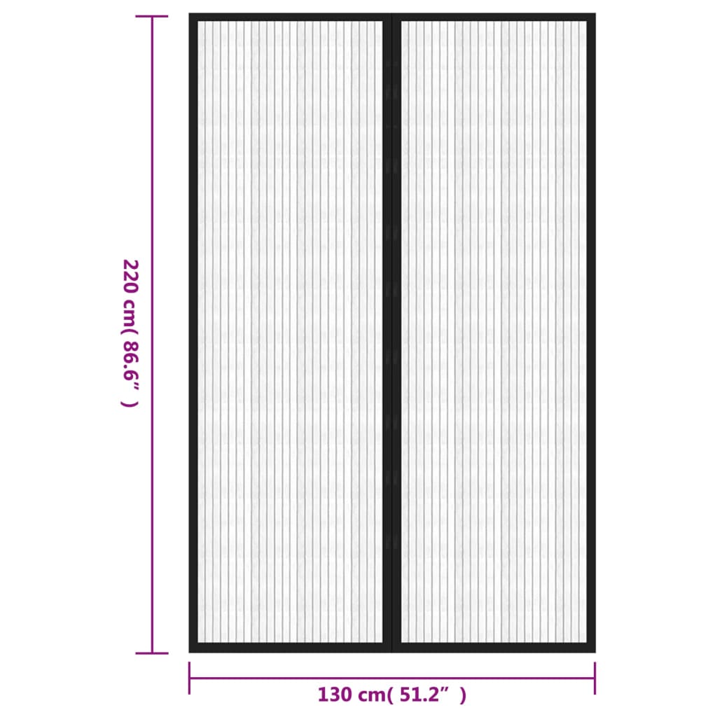 Tende Antimosche 2 pz per Porte con Magneti Nere 220x130 cm 314689