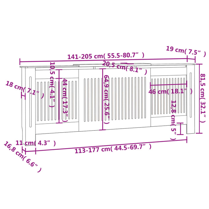 Copertura per Radiatore Nera in MDF 205 cm cod mxl 76392