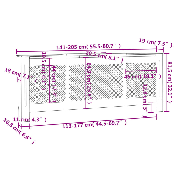 Copertura per Radiatore Bianca in MDF 205 cm 325555