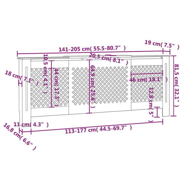 Copertura per Radiatore Grigia in MDF 205 cm 325557