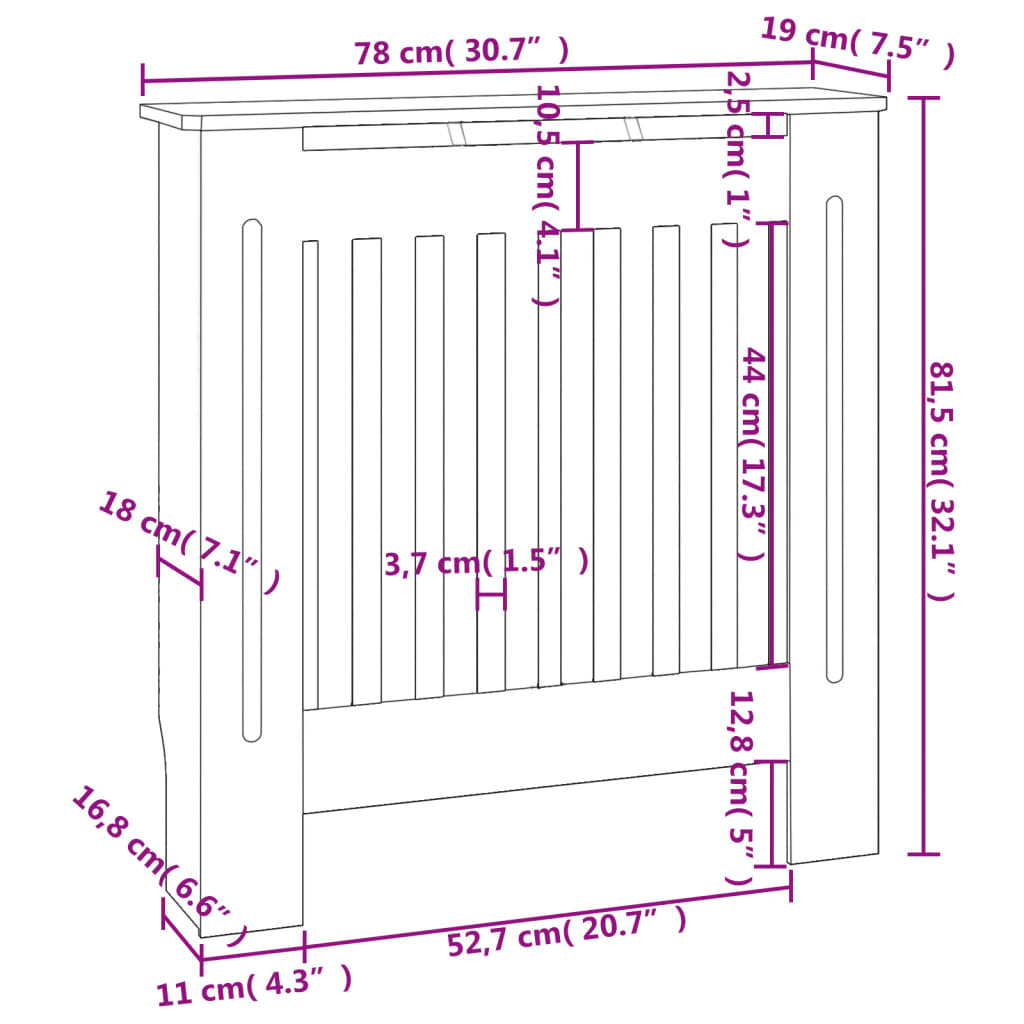 Copertura per Radiatore Bianca in MDF 78 cm 325559