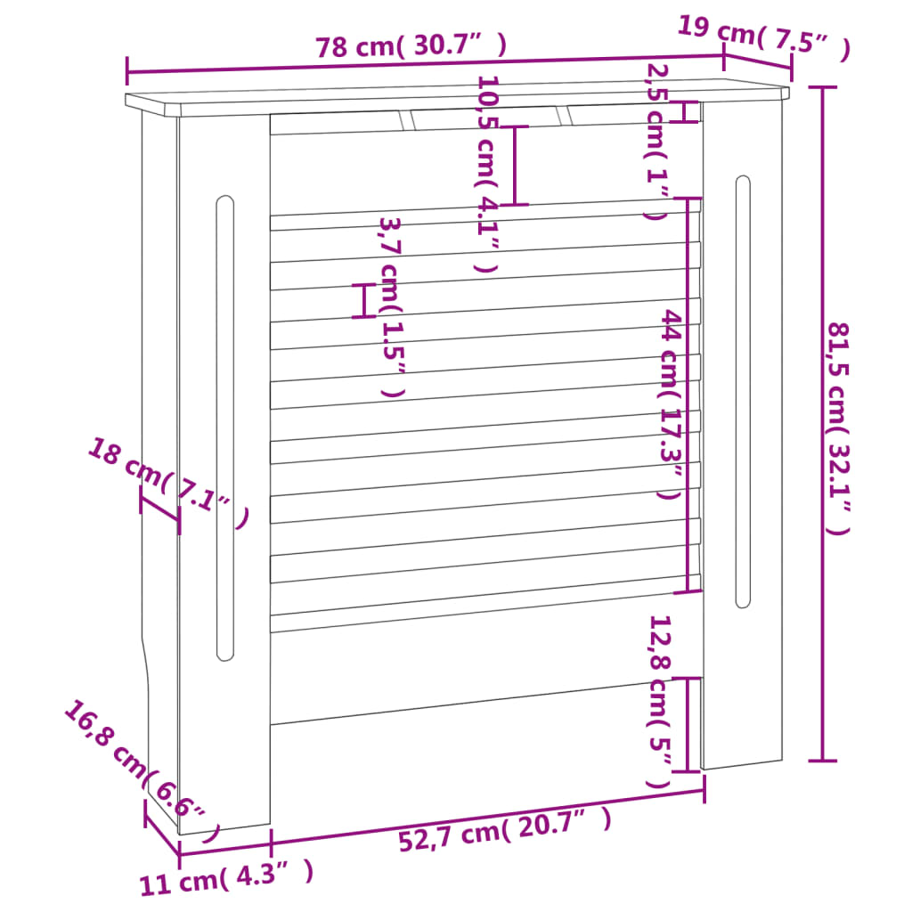 Copertura per Radiatore Bianca in MDF 78 cm 325563