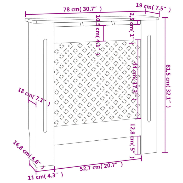 Copertura per Radiatore Bianca in MDF 78 cm 325567