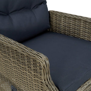 Sedia da Giardino Reclinabile con Cuscini in Polyrattan Marrone