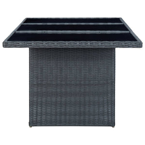 Tavolino da Giardino Grigio Scuro Polyrattan e Vetro Temperato 313309