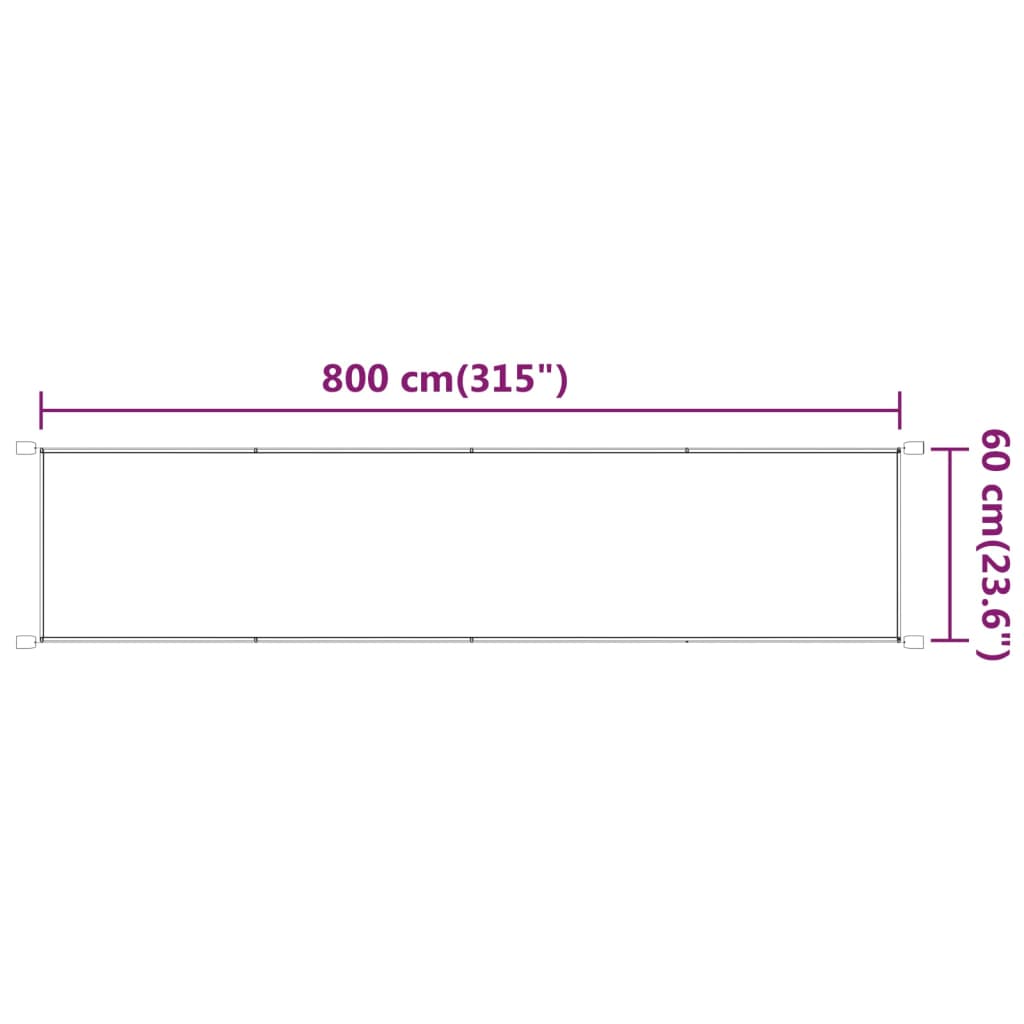 Paravento Verticale Bianco 60x800 cm Tessuto Oxford